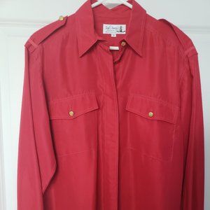 Vintage Silk Oversized Sail Away for Royal Cruise Line Red Shirt
